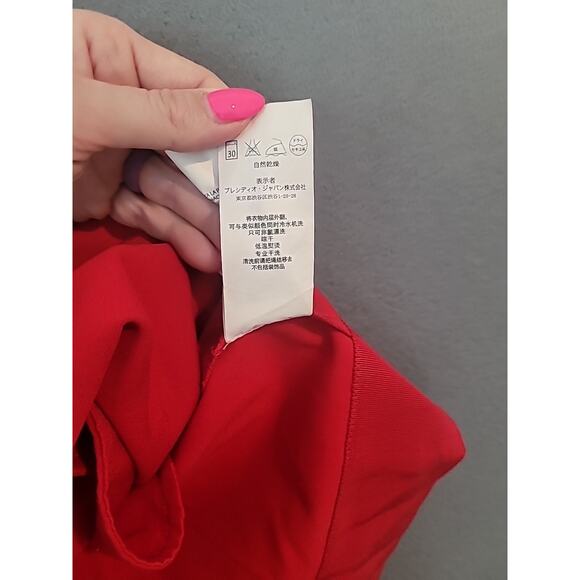 AX Armani Exchange Red Sleeveless Dress Size 0 Gold Buttons Black Belt NWOT - Picture 8 of 9